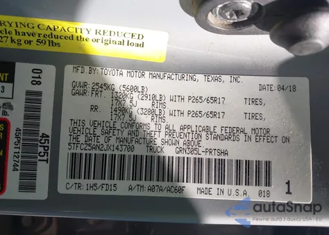 2018 Toyota Tacoma from USA, damaged, VIN 5TFCZ5AN2JX143700